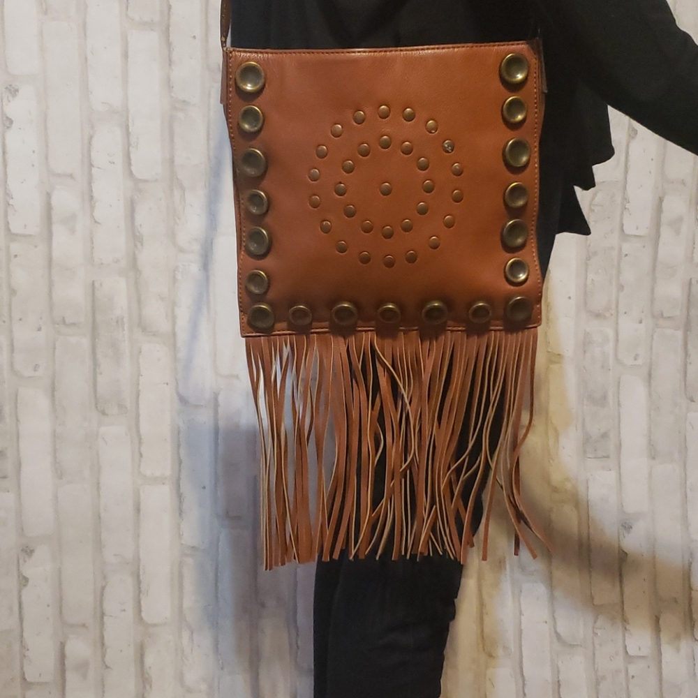 Hype Leather Orange Crossbody Bag